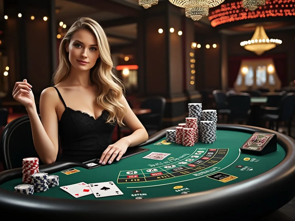 Suasana ruang meja kasino live JITUTOTO pada layar digital